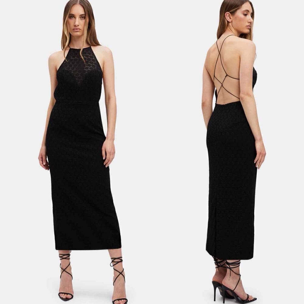 Bardot Chameleon Lace Midi Dress In Black US 8 Large